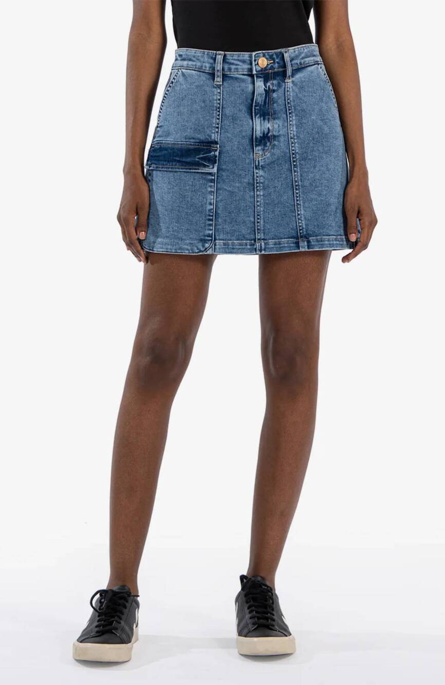 NEW KUT FROM THE KLOTH zoe denim skirt in alarming